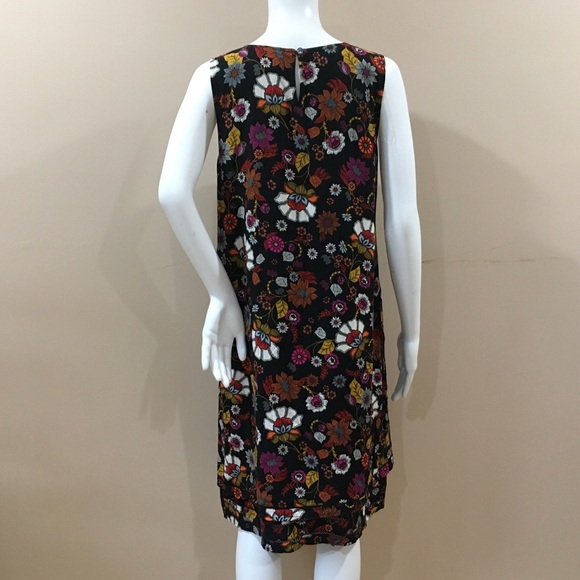 J.jill women’s Medium Tank Shift Dress Black printed Floral Boho Beach New - Picture 7 of 10
